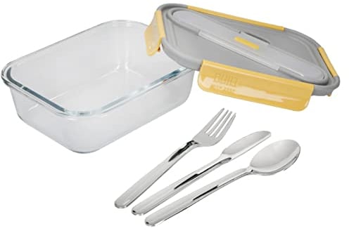 Built Stylist Glass 900ml Lunch Box with Cutlery