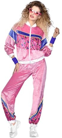 amscan 9910396 Rosa Velours Jumpsuit Kostüm für Erwachsene Damen Kleidergröße 38-40