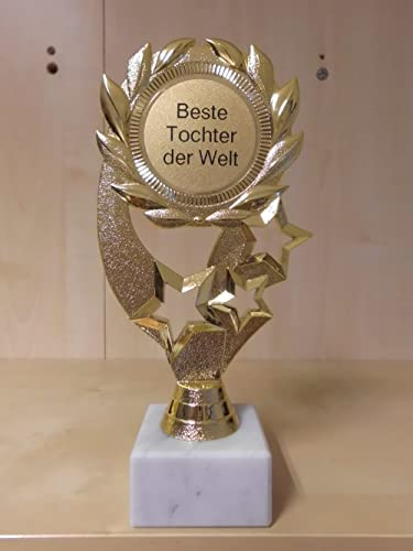 Fanshop Lünen Pokal Geschenk Beste Tochter der Welt - Geburtstag - Sportpokal - Gr. 19,5 cm - Trophäe - Pokale - mit Gravur - (A1)