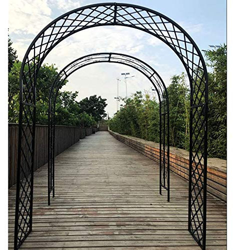 SSHHM Metall Gartenbogen Pergola Rankgitter Spalier Pflanzbogen Rankhilfe Wetterfest/Schwarz / W1.8×H2.5m