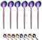 Berglander Cuillères à café Couleur arc-en-ciel 6 Pièces, Acier Inoxydable Titane Revêtement Coloré, petites mini cuillères à café, lavables au lave-vaisselle.