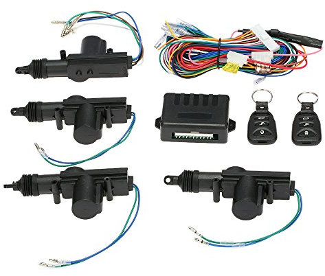 Geevorks Universal Car Door Lock 4PCS, 12V Door Lock Actuator Keyless Entry System with 2 Remote,Car Power Door Lock Remote Central Locking Kit Black