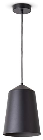 Paco Home Pendelleuchte Wohnzimmer Hängelampe Esstisch Küche Lampenschirm Lampe Industrial Design Textilkabel E27, Lampenart:Pendelleuchte - Schwarz, Farbe:Grau (Ø19.5 cm)