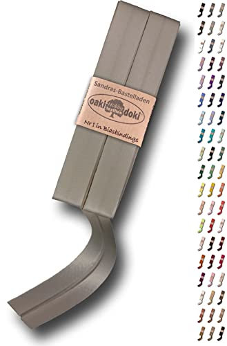 Sandras-Bastelladen Schrägband/Einfassband Satin gefalzt 2m x 20mm 002-Dunkelgrau