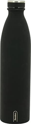 TANDEM - Botella Agua Acero Inoxidable 1 Litro - Negra, Botella Térmica para Adultos Unisex - Termo Agua Fría y Caliente