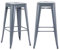 Duhome Barhocker Eisen Barstühle 2er Set, Sitzhöhe 76cm Tresenhocker, Stapelbar Metall Bistrohocker mit Fußstütze im Industry Design, Grau