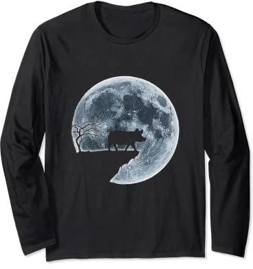 Teetasse Schwein Halloween Kostüm Mond Silhouette Langarmshirt