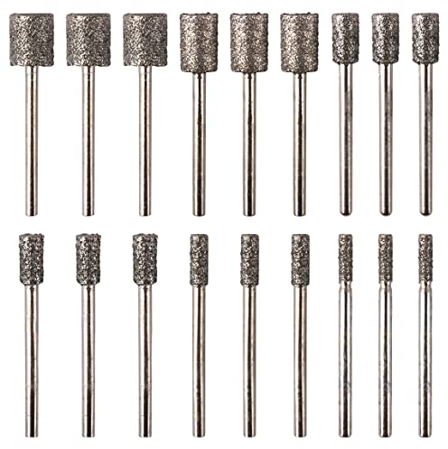ATOPLEE Lot de 18 forets de meulage rotatifs diamantés – Tige cylindrique de 3 mm pour la plupart des outils rotatifs (46#-18 pièces)