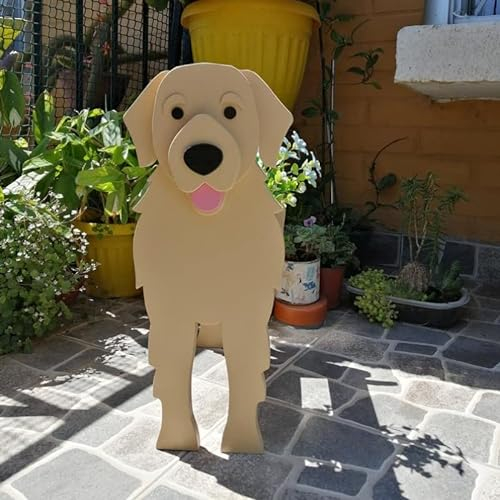 HTDZDX Pflanzgefäß in Hundeform, Golden Retriever Blumentopf, Blumentopf Für Gartendekoration, Pflanzenbehälter Für Innen Hof Im Freien Tierische Dekoration,37 * 24 * 36cm/14.5 * 9.4 * 14.1in