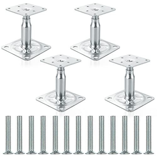 FWEEK Lot de 4 supports de poteau surélevés galvanisés réglables de 100 à 150 mm, support de toit robuste pour construction