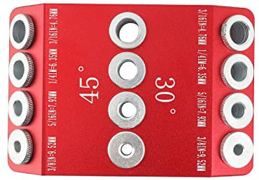30 45 90 Degree Angle 4 Sizes Drill Hole Guide Jig for Angled and Straight Hole, Portable Deck Cable Railing Lag Screw Drilling (Red)