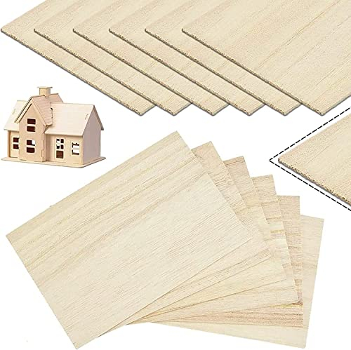 Paquete de 12 láminas de madera balsa, 200 x 100 x 1 mm, finas, contrachapado sin terminar, placa de madera cuadrada para avión, barco, modelo de manualidades