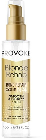 PROVOKE Blonde Rehab N0'4 Smooth and DeFrizz Bond Repair Hair Serum 100 ml, Smoothes Frizz and Restores Volume in 1 Wash with Pro Bonding Complex, Keratin and Hyaluronic Acid, for Blonde Damaged Hair