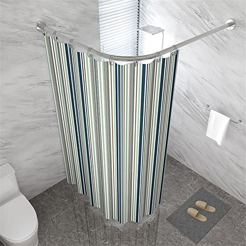 ADITAM Rails de Tringle à Rideau de Douche incurvés en Forme de L pour Baignoire d'angle Barre de Rideau de Douche Extensible pour Baignoire de Salle de Bains Pas de perçage Barre de Rail de
