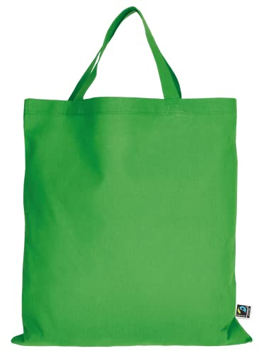 TEXXILLA 10er | 100er | 250er Pack Fairtrade Baumwolltasche - 14 Farben | mit Zwei kurzen Henkeln | 38x42cm | Jutebeutel | Einkaufstasche | unbedruckt, Farbe:maigrün, Menge:10