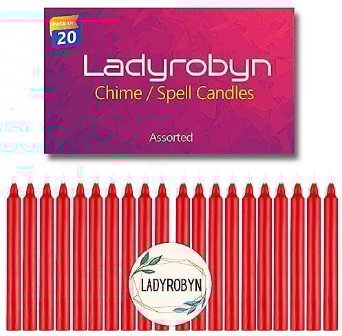 ladyrobyn 20er Set Kerzen Klangkerzen / Stabkerze / Zauberkerze 20er Set | Zauberkerze | Unparfümierte Zauberkerzen (Rot)