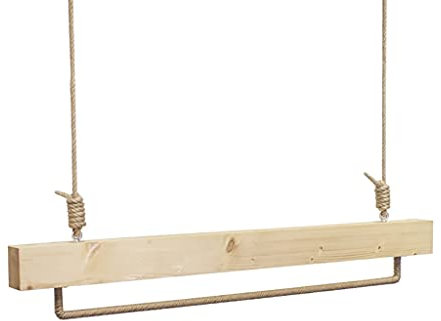 JUNNIU Hängende Kleiderstange mit Seil, Wandgarderobe aus Holz, industrieller Kleiderständer für gewerbliche Zwecke, Vintage-Jackenständer (Größe: 100 cm) Decoration