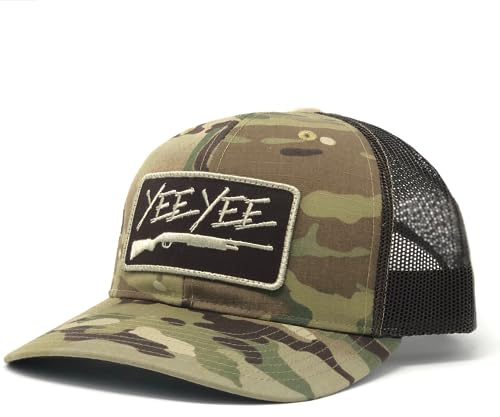 Yee Yee Multicam Trucker Hat, Multikamera, Einheitsgröße | Herren Trucker Mütze mit verstellbarem Snapback, Herren Snap Cap mit Bekleidungspatch oder Stickerei, vorgekrümmte Krempe