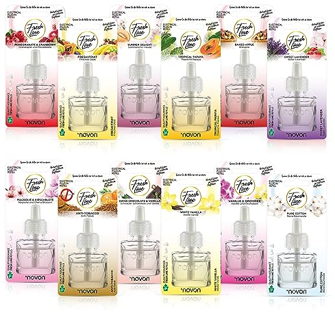 Fresh Line Nachfüllflakons 19ml - Lufterfrischer - Kompatibel mit Air-Wick - Nachfüller für Duftstecker - 12 Düfte zur Auswahl, Duftspender Ersatz - Refill für Duftdiffuser - White Vanilla, 6er Pack