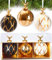 BRUBAKER 3er Set Weihnachtskugeln aus Glas - Gold Set mit Hirschkopf Figuren aus Porzellan - Premium Baumkugeln mit Blatt Design - Handbemalte Weihnachtsdekoration - 8 cm Christbaumkugeln