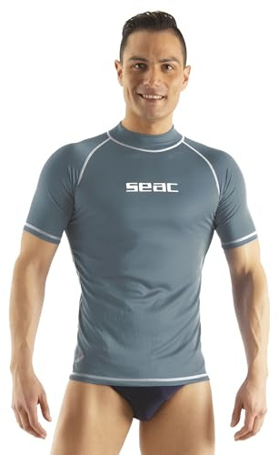 SEAC T-Sun Short Man, Rash Guard zum Schwimmen, Surfen, Tauchen, UV-Schutz, grau, L