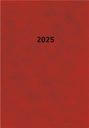 Zettler - Buchkalender 2025 rot, 14,5x21cm, Taschenkalender mit 392 Seiten im wattiertem Kunststoffeinband, 1 Woche auf 1 Seite, Tages- und Wochenzählung und internationales Kalendarium