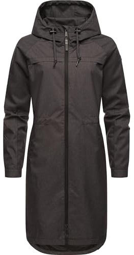 Ragwear Damen wasserdichte Übergangsjacke leichte Jacke lang mit Kapuze Belinka XS-6XL