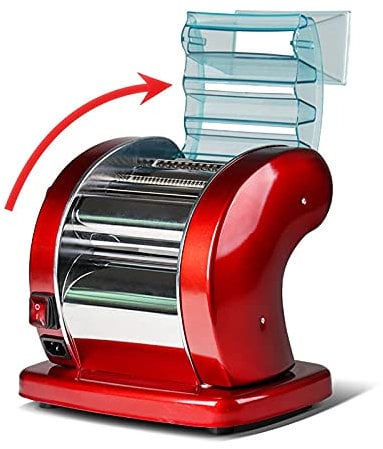 sjdoPulse Electric Pasta Maker Machine, Noodle Maker, Spaghetti Roller Pressing Machine Stainless Steel Pasta Machine Dough Cutter for Home Use (Red Linguine +