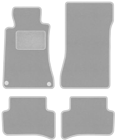 Velours-Fußmatten passend für Mercedes C W203 2000-2008, Grau, OSLO | passend für Limousine/Kombi; Velours-Teppich (Polypropylen), ca. 6,5 mm; rutschfest, runde Befestigungen (Typ MS)