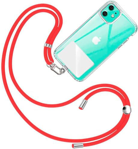 Naunna - Cuerda para Móvil Universal - Tu Estilo de Vida Conectado sin Límites, Cordón Ajustable para Llevar el Teléfono Colgado del Cuello (Rojo)