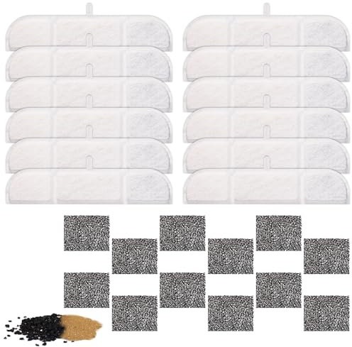 12uds de Fuente para Gatos, Filtros Fuente Agua para Gatos Fuente de Agua Inalámbrica Gatos DownyPaws de 2,5 L 12 Esponjas Filtro Fuentes de Gatos Repuesto de Filtros Fuentes Mascotas