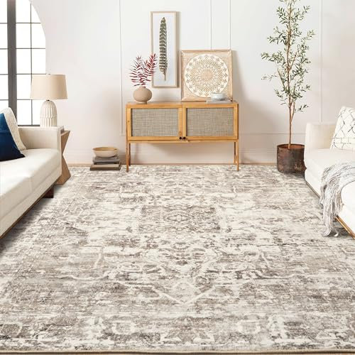 PONY DANCE Boho Teppiche Wohnzimmer 160x230 cm Weiche und Flauschige Kurzflor Teppich Waschbar in Waschmaschine für Schlafzimmer/Büro, Braun