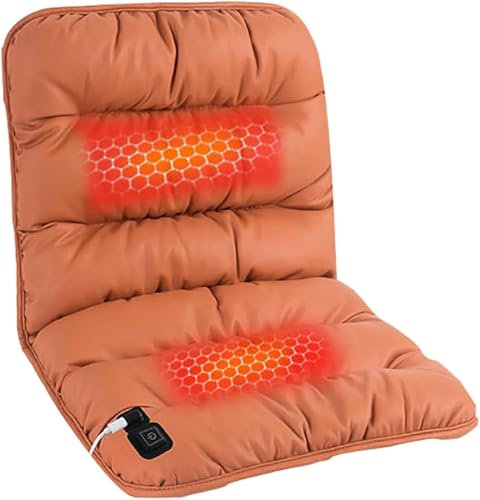 Beheiztes Kissen für Rollstuhl, Sitzheizung, 3-Modus-verstellbares warmes Sitzkissen, USB-betriebenes beheiztes Sitzpolster,Orange,Einheitsgröße