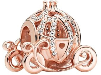 Lkwidi Charmes Cinderella Sparkling Carriage Charms-Anhänger 925 Sterling Silber Charm Bead Pendant für Europäische Armbänder und Halsketten