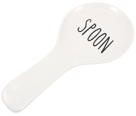 ABOOFAN Ceramic Spoon Rest Kitchen Spoon Holder Sauce Dishes with Handle Soup Spoon Holder Kitchen Spoon Pad Kitchen Supply Kitchen Accessory Coffee Spoon Rest Ladle Holder Ceramics White
