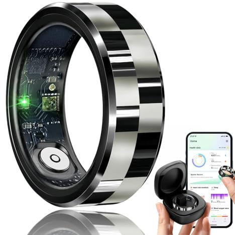 Gbbazu Smart Ring for Men Women, Sleep Tracking Wearable, Heart Rate, Fitness Tracker, Step Blood Oxygen Blood Pressure Tracker,Calorie Tracking, Shake to Take Photos (Black, Size 11)