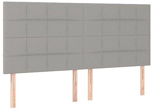 Myheimly Kopfteil Bettkopfteil mit Holzbeinen, Höhenverstellbar Polsterkopfteil für Bett, Betthaupt Bettzubehör Schlafzimmere 4 STK. Hellgrau 90x5x78/88 cm Stoff Hoch