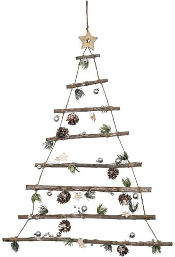 matrasa Weihnachtsbaumleiter - Wanddeko Türdeko Weihnachten - Leiter In Baumform 100 cm Silber