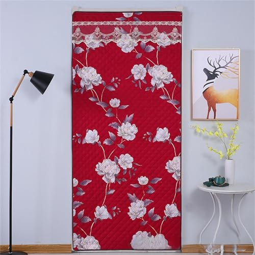 Surwin Rideau de Porte Isolant Thermique, Rideau de Porte Interieur d'hiver Thermiques Isolation Anti Froid et Chaleur Rideau de Porte Exterieur Occultant (80 * 190,Fleurs Blanches)