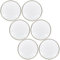 URBNLIVING 32cm Width 6 Pcs Clear Charger Gold Rim Acrylic Round Serving Plates Set with Metallic Beaded Colored Rim Party Banquets Table for Christmas Halloween Wedding Catering Event Decoration