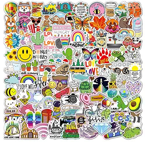 100 Stück Aufkleber Aesthetic Sticker Set, VSCO Cute Vinyl Decals Kawaii Stickers für Motorrad Laptop Koffer Skateboard Notebook Scrapbook Fahrrad Gitarre MacBook iPad