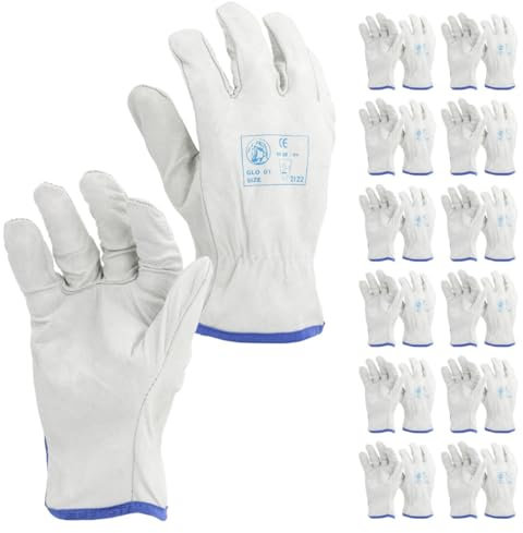 STI Guanti in Pelle Bianco Orlato alta qualità lavoro antinfortunistica 8 M (Pacco da 12pz)