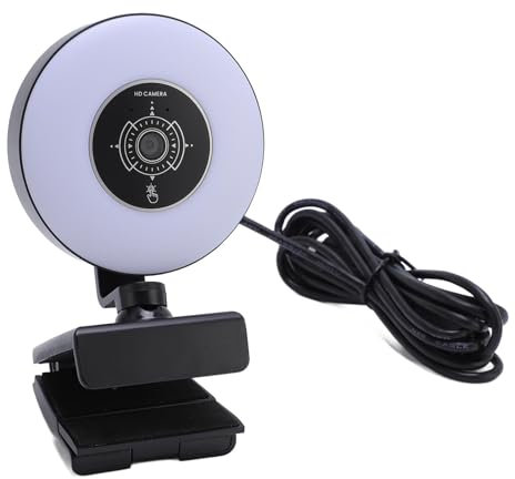 Focket Webcam 4K con Luce di riempimento, Webcam HD per PC con Telecomando, Telecamera Web con Messa a Fuoco Automatica e Microfono Incorporato per Computer Desktop