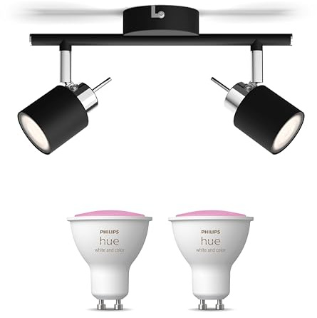 Philips Hue Meranti Aufbaustrahler (Schwarz) - 2-Flammig - Weiß/Farbe | Deckenstrahler - GU10 - Hue White and Color Ambiance