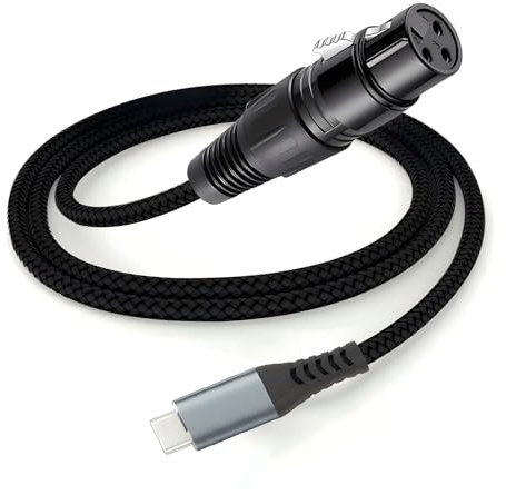 VOXYNK USB C auf XLR Mikrofon-Audio-Kabel für Audioaufnahmen, Dynamisches Mikrofon, Geflochtenes USB C auf XLR Weibliches Mikrofonkabel, Kompatibel mit iPhone 15/16 Serie, 2 M