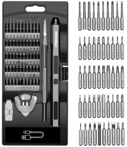 HYCHIKA 62 in 1 Cacciaviti Elettrici KIt - Cacciavite di Precisione Meccanico con 50 Punte Magnetiche S2 Cacciavite a Batteria 200RPM per la Riparazione di Portatili,Orologi,Telefoni,Fotocamere