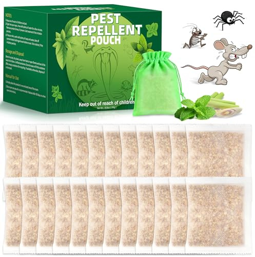 Peppermint Oil Rodent Repellent - Rat & Spider Repellent Pouches, 24Pack Natural Pest Control Mouse Repellent Outdoor/Indoor for Mice, Bugs, Spider, Mosquito, Roach, Ant, Ants, Family & Pet Safe