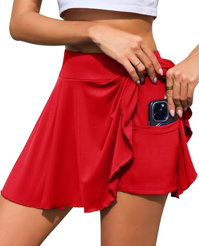 Lovasy Gonna da Tennis Donna con Pantaloncini e Tasche Gonna Sportiva Plissettata Gonne da Golf a Vita Alta Gonna Corta da Corsa per Allenamento Running e Casual