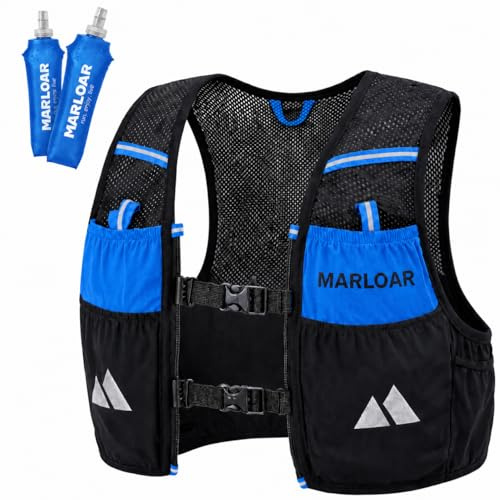 MARLOAR Chaleco Running para Trail Running con 2 Soft Flask 500 ml – Ajuste cómodo, Ligero y Transpirable