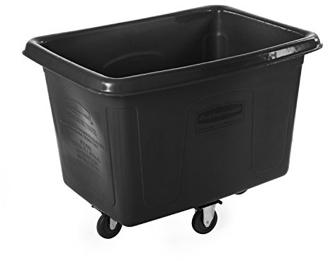 Rubbermaid Commercial Products Bulk Cube Truck 400 L Schwarz – Großvolumen-Transportwagen mit Rollen, Für Wäsche Abfall Verpackungsmaterial und Liefergut in Krankenhaus Hotel und Schule – FG461400BLA